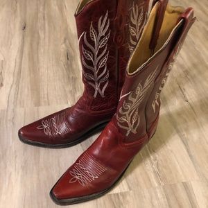 Old West Red Cowboy Boots Size 10